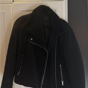 Theory wool Moto coat shearling